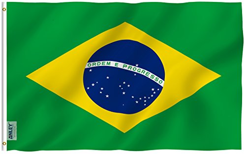 ANLEY [Fly Breeze] 3x5 Foot Brazil Flag - Vivid Color and UV Fade Resistant - Canvas Header and Double Stitched - Brazilian National Flags Polyester with Brass Grommets 3 X 5 Ft