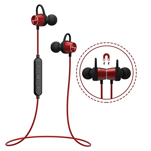 Bluetooth Headphones, [Upgraded] Mpow Judge Magnetic Bluetooth Earbuds, IPX7 Sweatproof Magnetic Stereo Bluetooth Earphones Wireless Sports Earbuds Headset Inline Control with MIC for Running, Jogging, Workout (3 Ear Hooks, 3 Ear-tips and Carrying Case In