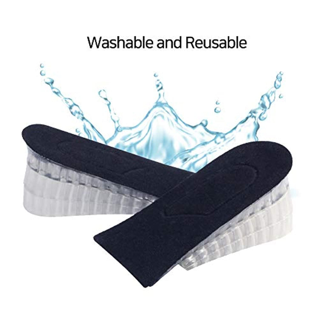 Heel Lift Inserts - Height Increase Insoles for Men & Women - Invisible Silicone Gel Cushion Shoe Pads - 3 Detachable Layers