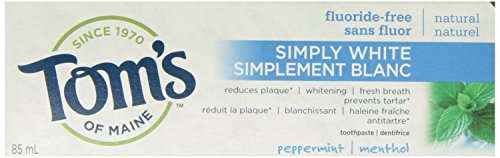 Tom's of Maine Simply White Fluoride-Free Natural Toothpaste, Peppermint, 85 mL