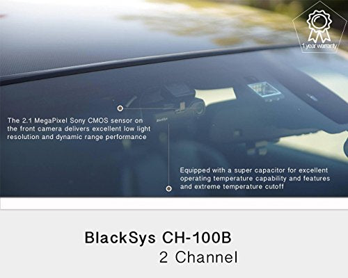 BlackSys CH-100B 2 Channel 1080P FULL HD Front and Rear Pro Wide Angle Dashboard Recorder | Dash Cam With G-Sensor + Up to 128gb Memory | Car Parking Mode | Wifi App