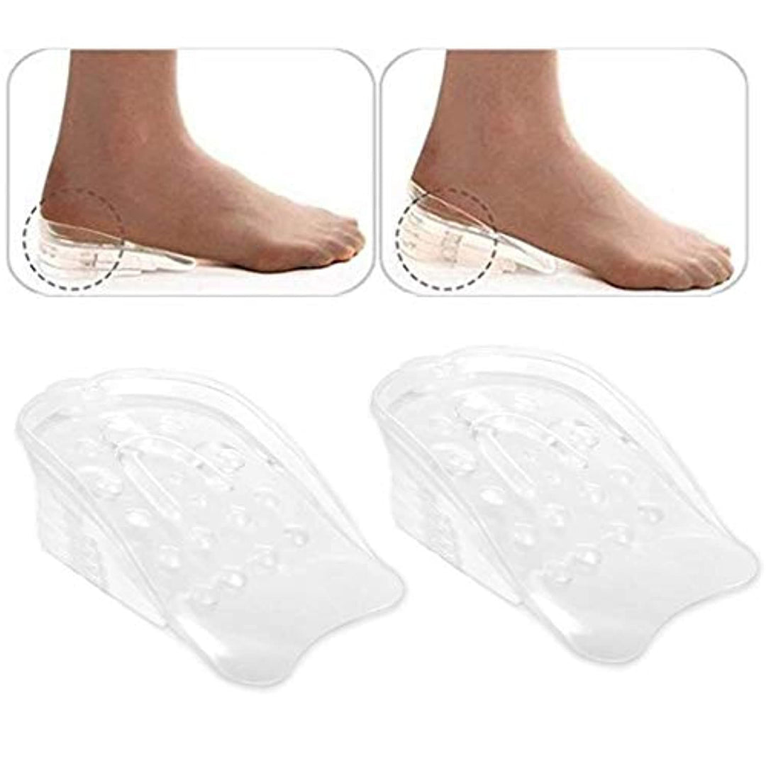 1Pair Transparent Soft Silicone Unisex Heightening Heel Pads Insoles Five-Layer Adjustable Detachable Height Increase Pads Shoe Heel Cup Cushions Taller Lifts Elevators for Raise Height