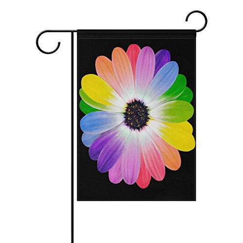 OREZI Garden Flag,12 X 18 Inches Double Sided Decorative with Rainbow Flower Daisy Garden Flag for Colorful Spring Summer Blooms Garden Flag Decorate for Outdoor Yard Garden