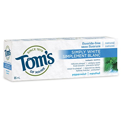 Tom's of Maine Simply White Fluoride-Free Natural Toothpaste, Peppermint, 85 mL