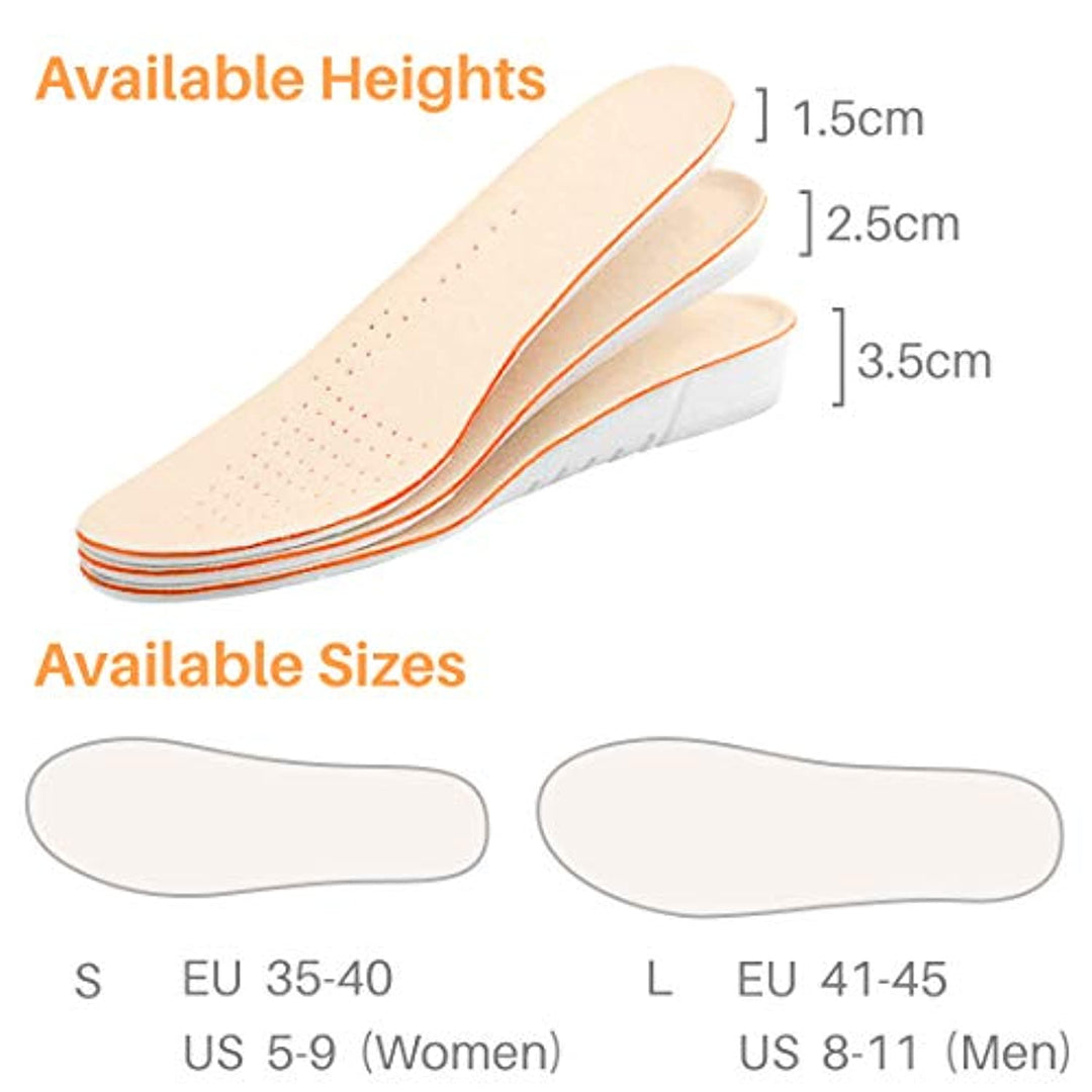 Kalevel Invisible Heightening Insole Shoe Inserts Height Lift 1 Inch 2.5cm Taller Height Lifting Inserts Soft Shock Absorbing Breathable High Insoles for Women US Size 5-9