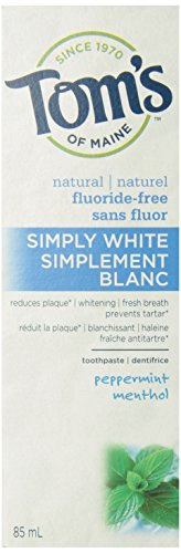 Tom's of Maine Simply White Fluoride-Free Natural Toothpaste, Peppermint, 85 mL
