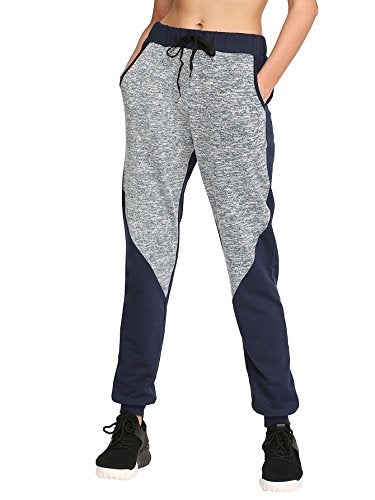 SweatyRocks Women Pants Color Block Casual Tie Waist Yoga Jogger Pants