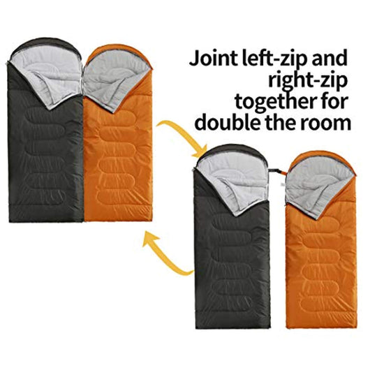 Sleeping Bag - Envelope Lightweight Portable Waterproof, for Adult 3 Season Outdoor Camping Hiking