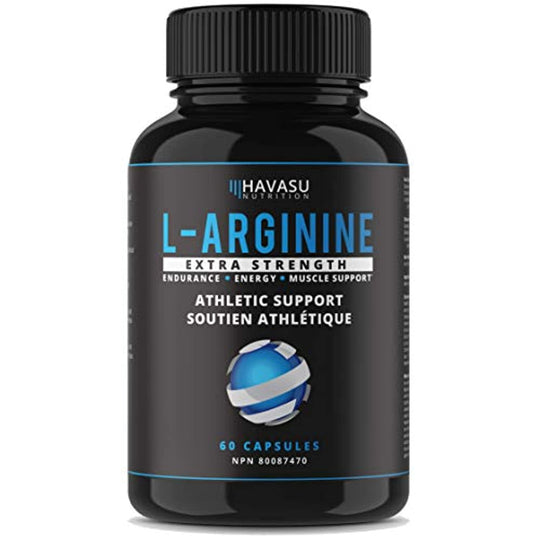 Havasu Nutrition L-Arginine Capsules 598 mg Extra Strength - Athletic Support & Nitric Oxide Boost for Muscle Growth; 60 Capsules