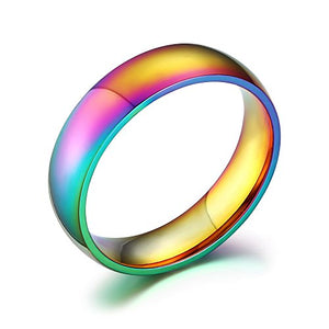 UM Jewelry High Polished Gay and Lesbian LGBT Pride Stainless Steel Ranibow Ring 6mm