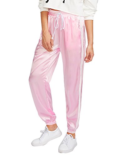 SweatyRocks Women's Drawstring Waist Striped Side Jogger Sweatpants With Pockets