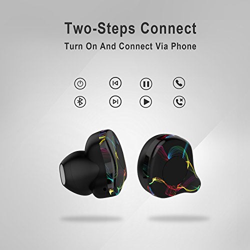 Wireless Earbuds with 750 mAh Portable Charging Box, LEZII TWS Personalized Design Truly in-Ear Bluetooth Earphones with Microphone Cordless Bluetooth Earbuds Noise Cancelling Sweatproof (Black)