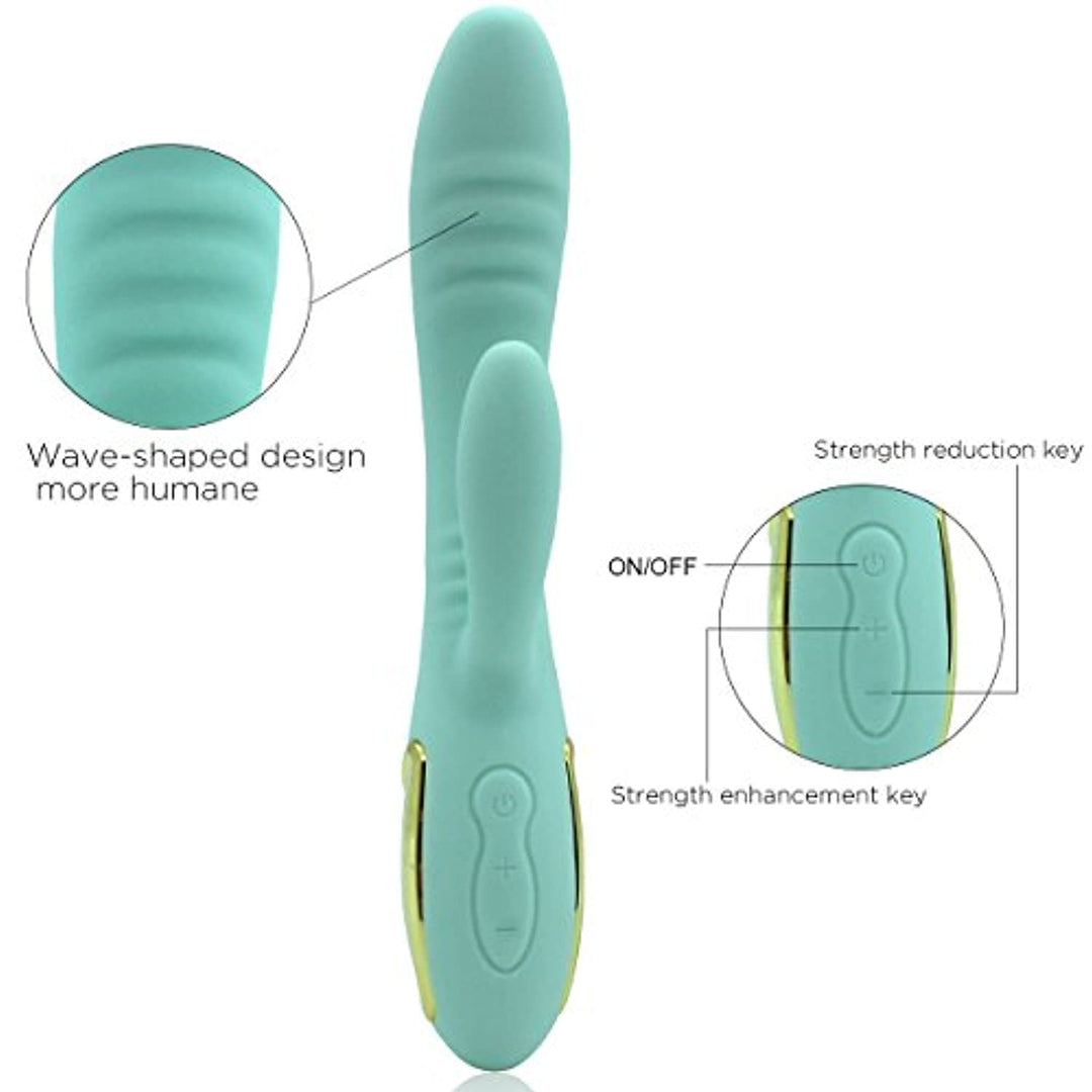 Powerful Ripple Rotating Massager,Always One Option Fit For You& 10-Speeds Vibrating Silicone Waterproof (Light Green)