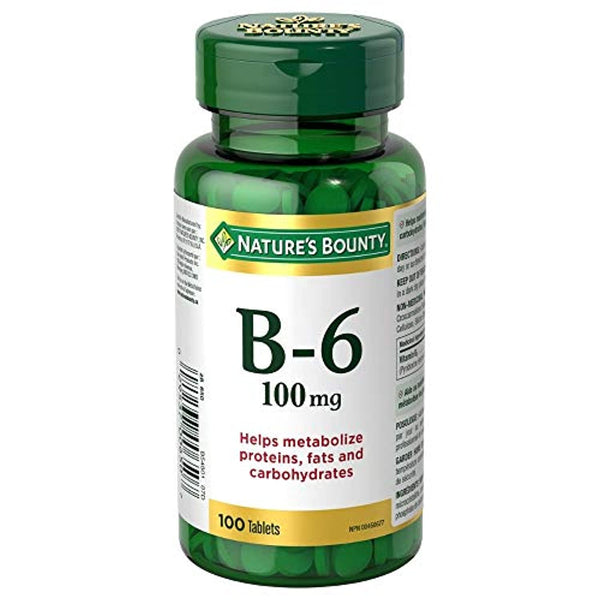 Nature's Bounty Vitamin B6 Supplement, Helps Metabolize Proteins, Fats, and Carbs, 100mg, 100 Tablets