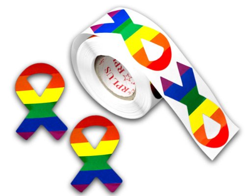 Gay Pride Rainbow Stickers on a Roll - Hand Shaped (250 Stickers) - Support LGBT Causes