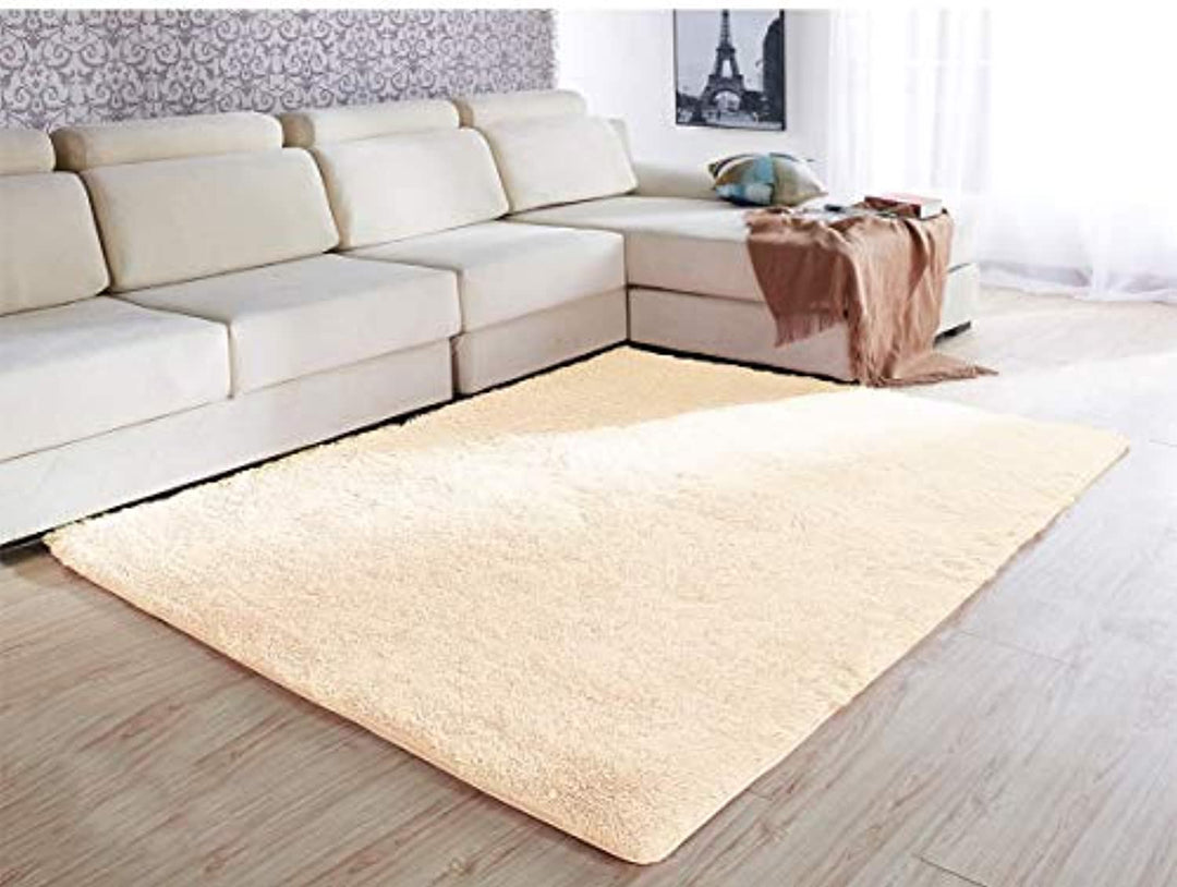 Tecare Soft Area Rugs Fluffy Living Room Carpets Anti Slip Kids Bedroom Rug Shaggy Floor Mats for Living Room Hallway Bedroom (Beige, About 2.7×4 feet（80×120cm）)