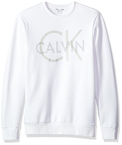 Calvin Klein mens standard Long Sleeve Printed Logo Crew Neck Pullover Sweatshirt