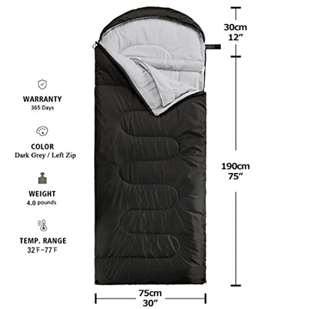 Sleeping Bag - Envelope Lightweight Portable Waterproof, for Adult 3 Season Outdoor Camping Hiking