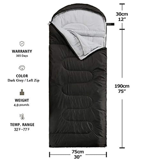 Sleeping Bag - Envelope Lightweight Portable Waterproof, for Adult 3 Season Outdoor Camping Hiking