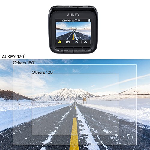 AUKEY Dash Cam, Dashboard Camera Recorder with Full HD 1080P, 170° Wide Angle Lens, 2“ LCD and Night Vision