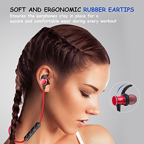 Magnetic Bluetooth Earbuds, AURTEC Lightweight Wireless Headphones With Magnetic Switch Design, Build-In Mic, Waterproof&Sweatproof, 10 Hours Play Time, Noise Cancelling For Sports Gym Running