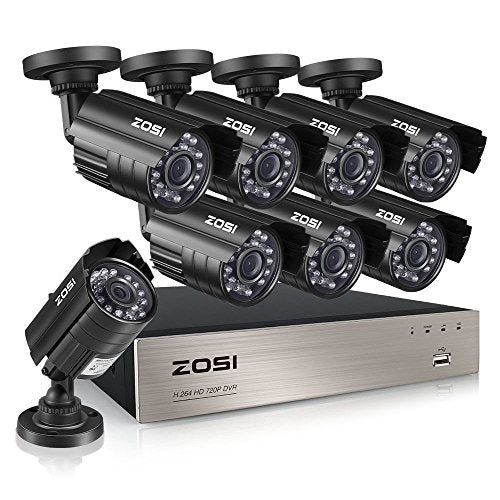 ZOSI 8-Channel 720P HD Video Security System DVR 4 Indoor/Outdoor 1280TVL Surveillance Security CCTV Camera System (Full 720P, HDMI Output, Weatherproof)