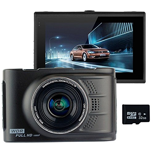Podofo Car Camera 3.0" LTPS Full HD 1080p 170° Wide Angle Car DVR Dash Cam Zinc Alloy Metal Body WDR Vehicle Video Recorder, 32GB TF Card Included