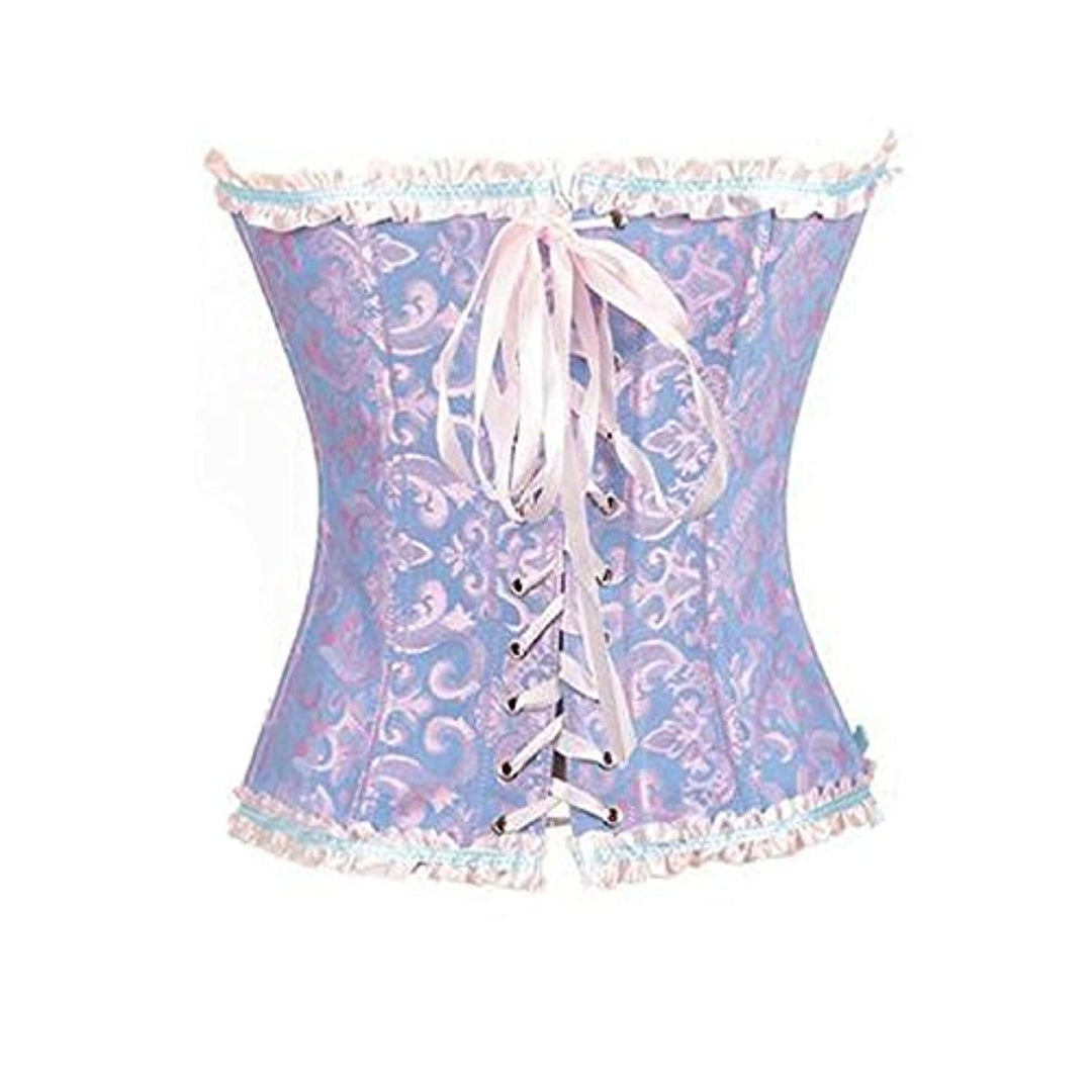 Spring Fever Womens Sexy Lace up Corset Satin Boned Bustier Overbust Bodyshaper Lingerie