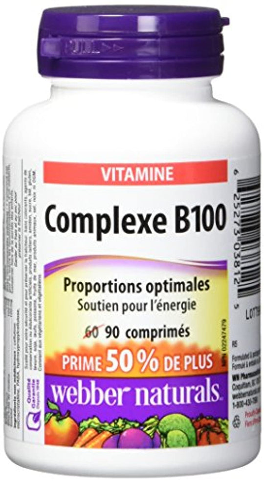 Webber Naturals Vitamin B100 Complex Tablet, 100mg