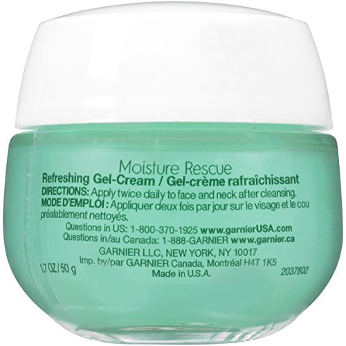 Garnier Moisture Rescue Refreshing Gel-Cream for Normal and Combination Skin. 24H Hydration, 100 Oil Free, 50ml