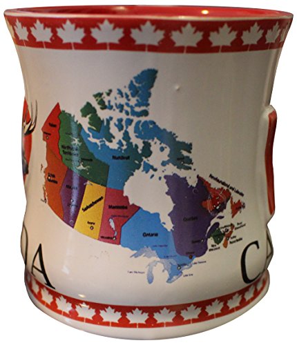 Canadian Souvenir Mug (Coffee, Cider, Hot Chocolate, Tea Cup) (Inuit Carving & Colorful Map of Canada, 1)