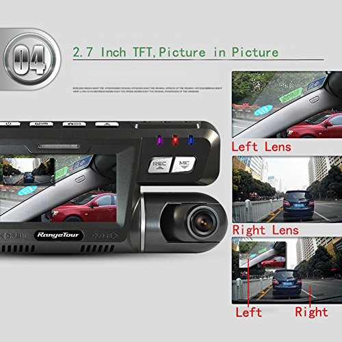Dual Lens Dash Cam Front and Rear Dual Camera for Cars with Night Vision, Left 170 Degree + Right 120 degree Wide Angle Driving Recorder DVR Support G-sensor Loop Recording Motion Detection