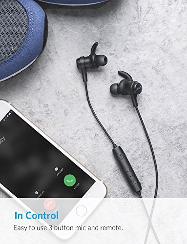 Anker SoundBuds Flow Lightweight Wireless Headphones, Bluetooth 4.1 Sports Earphones with Water-Resistant Nano Coating, Running Workout Headset with Magnetic Connector and Remote
