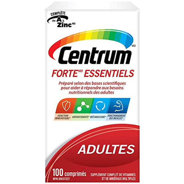 Centrum Adults Forte Essentials (100 Count) Easy to Swallow, Multimineral Multivitamin Supplement