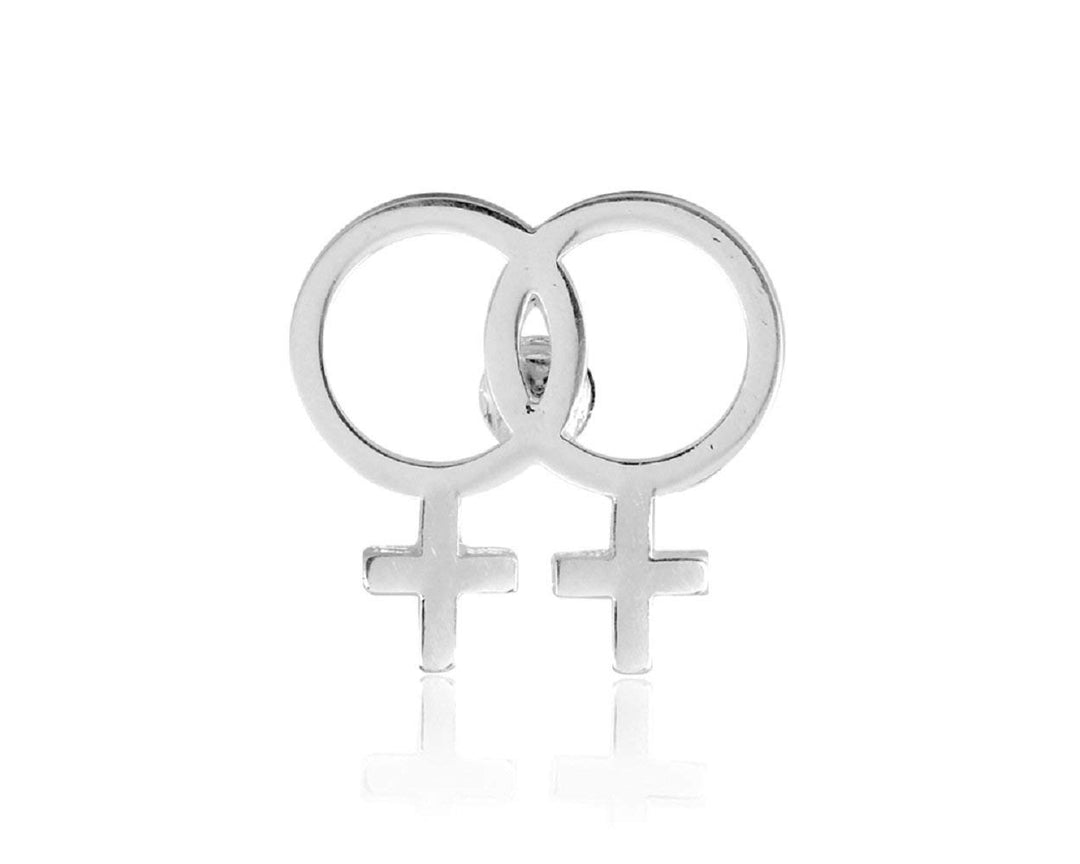 Gay Pride Silver Same Sex Symbol Lesbian Female Pins - Support LGBTQ Causes (10 Pins in Individual Bags)