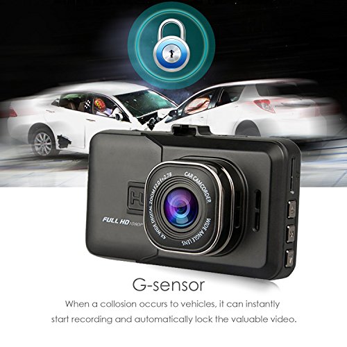 [1080P Full-HD 170°Wide Angle] Maxesla Dashboard Camera Vehicle Video Recorder 3.0" LCD Screen Car Dash Cam Motion Detection G-Sensor Loop Recording Parking Monitor Car Security DVR with Quick Charge