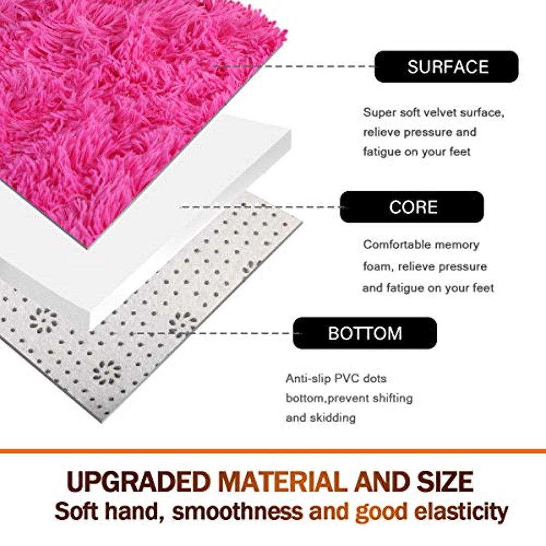 Noahas Ultra Soft 4.5cm Velvet Bedroom Rugs Kids Room Carpet Modern Shaggy Area Rugs Home Decor 2.6' X 5.3' (Hot Pink)