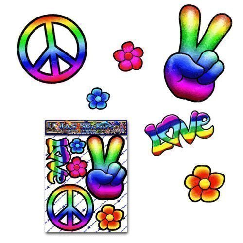 PEACE Hippy Rainbow Large FLOWER Love Pack Decal Car Stickers for Laptop Motorbikes Caravan - ST00007_LGE - JAS Stickers