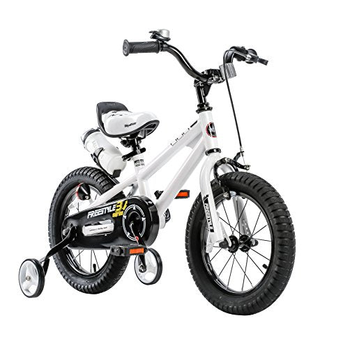 RoyalBaby BMX Freestyle Kids Bike, Boy's Bikes and Girl's Bikes with training wheels, Gifts for children, 16 inch wheels, White