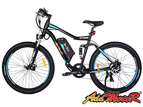 Addmotor HITHOT Electric Bicycle 48V 500W Motor 10.4 AH Samsung Lithium Battery Electric Bikes With Throttle Hithot H1 Mountain E bike For Adults (Blue)