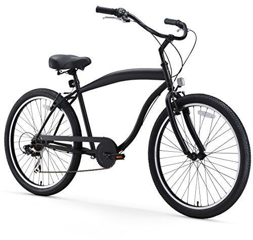 sixthreezero Men's In The Barrel 3-Speed 26-Inch Beach Cruiser Bicycle, Matte Black