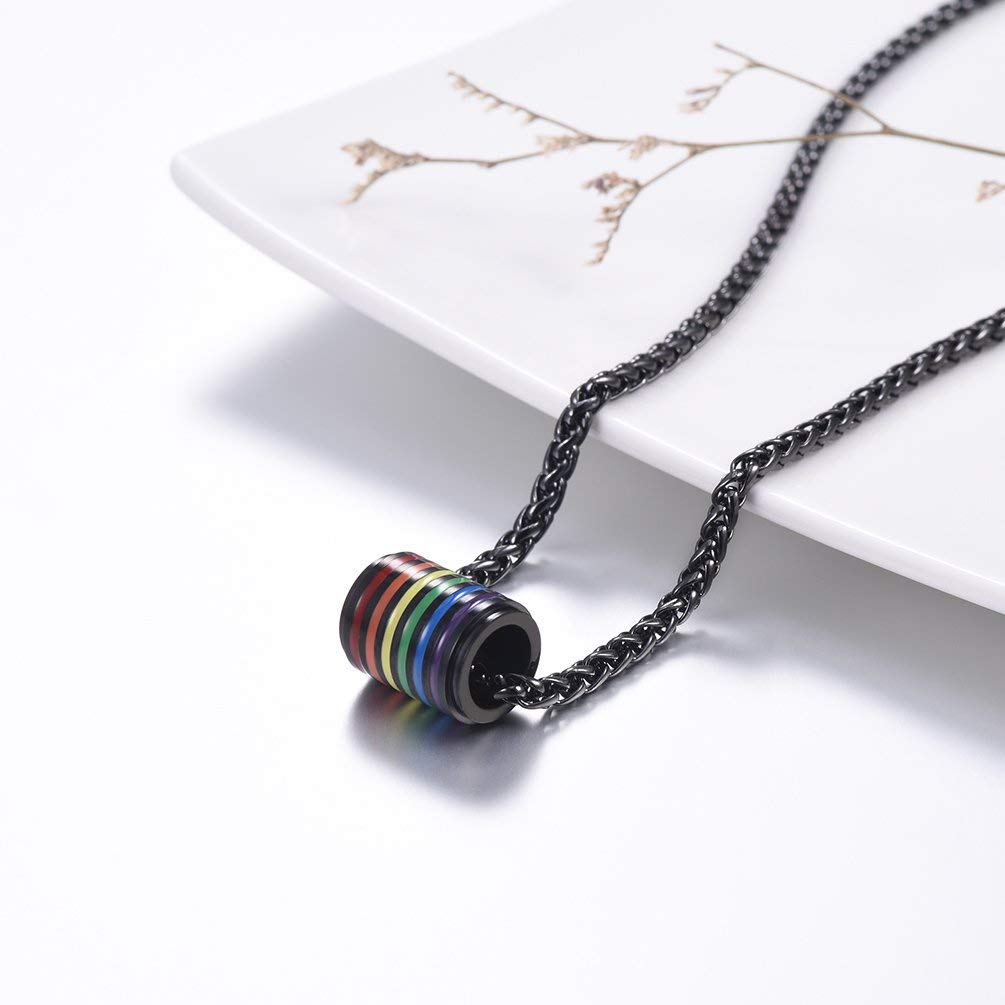 PROSTEEL Gay Pride Necklace,Rainbow,LGBT Jewelry,Love Wins,Equality Necklace,Inspirational Jewelry,Friendship Necklaces,Gift for Him