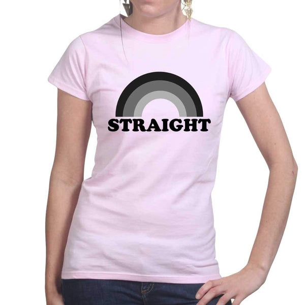 Straight LGBT Q Gay Pride Lesbian Rainbow Ladies Womens T Shirt