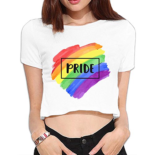 Rainbow LGBT Pride Women's Short Sleeve Midriff-Baring T-Shirt Tee