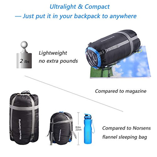 Norsens Lightweight Sleeping Bag - Ultralight Compact Portable Waterproof Sleeping Bags for Adults with Compression Sack - Great for Backpacking Camping Hiking & Outdoor Activities, XL