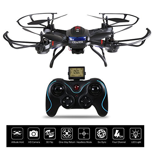Holy Stone Chaser RC Drones with HD Camera, 4CH 2.4GHz Equipped with Headless System, One Key Return [ Upgraded with Altitude Hold Function]