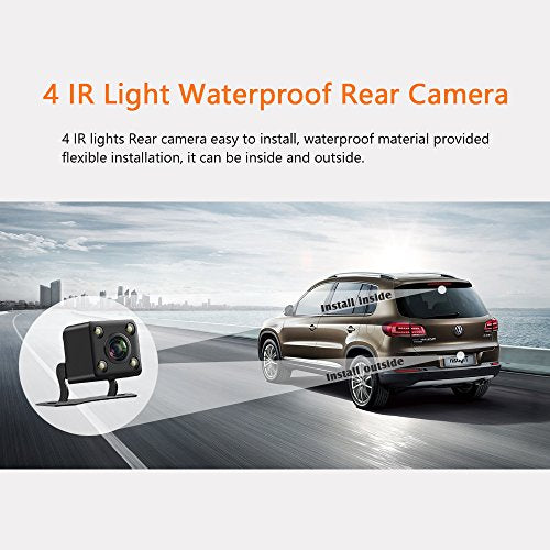 Dash Cam Front and Rear Dual Camera for Cars, 4.0 Inch IPS HD Screen, 1080P HD 170 Wide Angle Lens, G-sensor, Parking Mode, Loop Recording