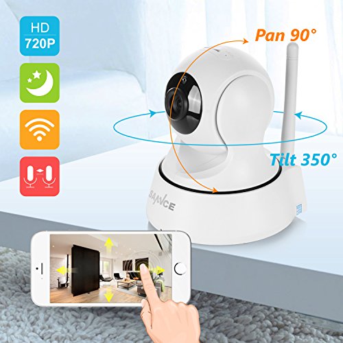 SANNCE Wifi 720P IP Camera, Home Security Wireless IP Camera with Motion Detection and Two-Way Audio Pan/Tilt Night Vision Baby Monitor (White)