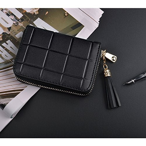 Women's RFID Blocking 15 Slots Card Holder Leather Zipper Accordion Wallet Leather Credit Card Holder for Women