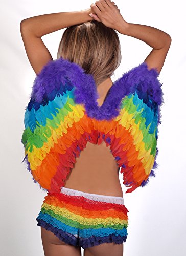 Arsimus Women's Ruffled Rainbow Lace Rhumba Booty Shorts Panties Sexy Rave Gay Pride